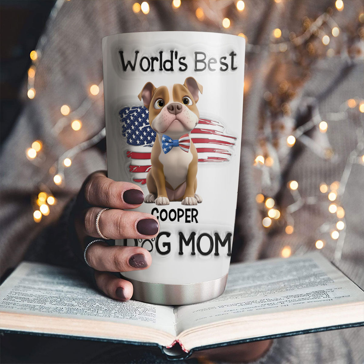Custom Christmas Birthday Gifts For Dog Mom, Dog Lovers • Worldwide Best Mom - Personalized 3D Inflated Effect Tumbler