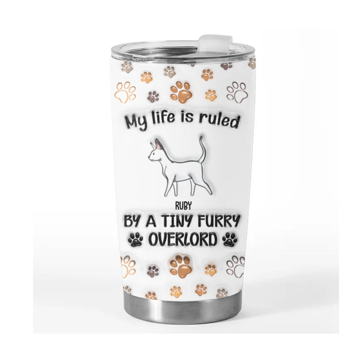 Custom Mother's day Birthday Gifts For Cat Mom, Cat Lovers • Your Overlords - Personalized 3D Inflated Effect Tumbler