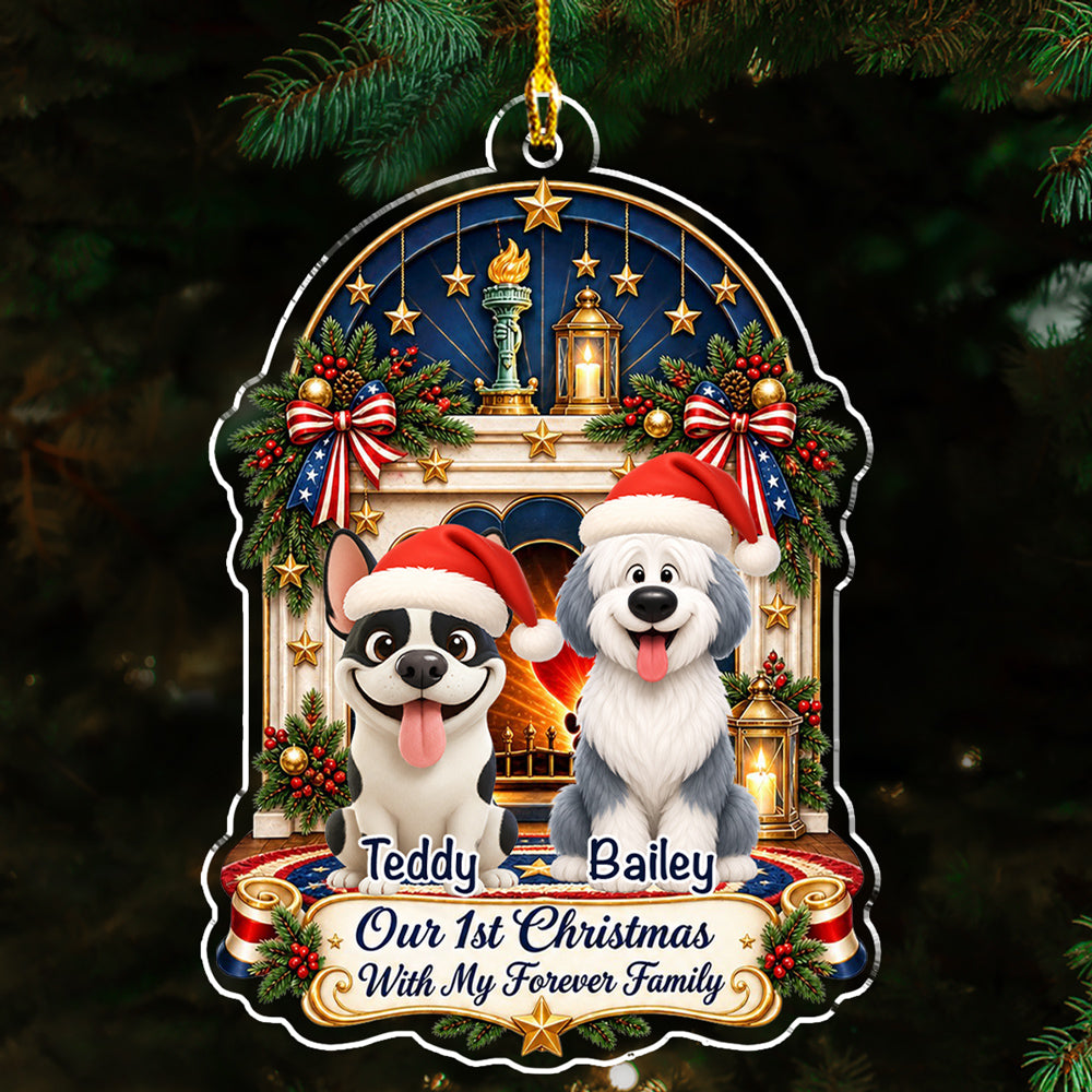 Custom Christmas Decor Home Birthday Gifts For Dog Mom, Dog Lovers • Forever Family Christmas - Personalized Acrylic Ornament