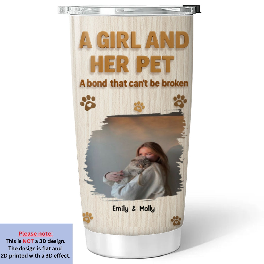Custom Photo Christmas Birthday Gifts For Pet Mom, Pet Lovers • A Girl And Her Pet Snowball Photo - Personalized Tumbler