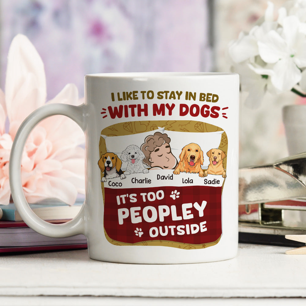 Custom Christmas Birthday Gifts For Dog Lovers • Like To Stay In Bed With My Dogs - Personalized Coffee Mug