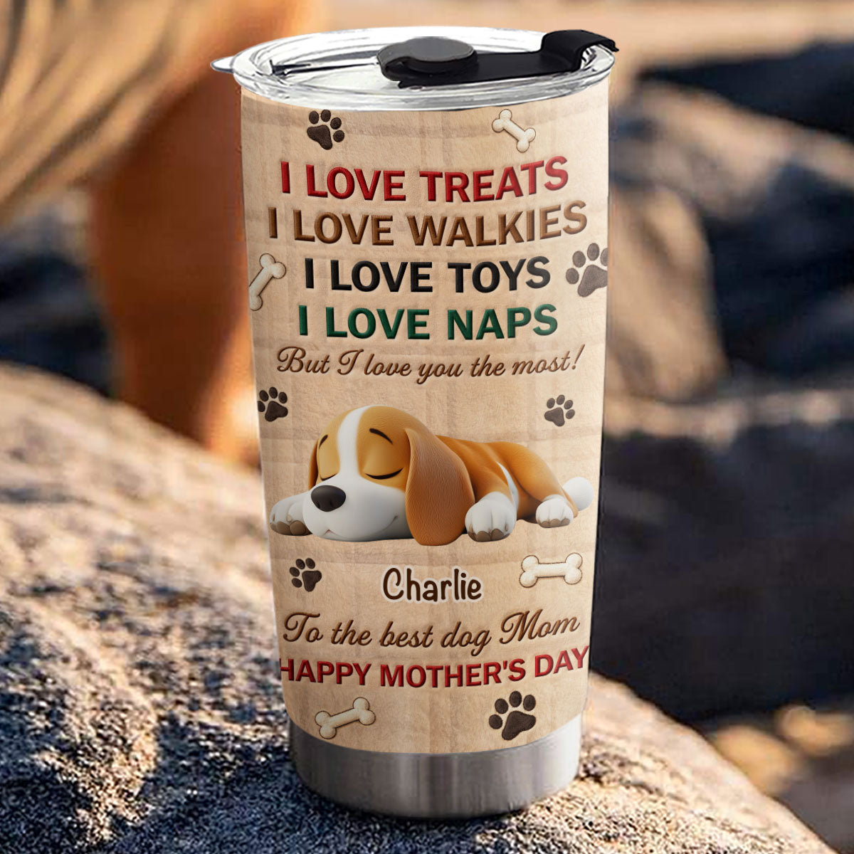 Custom Mother's day Birthday Gifts For Dog Mom, Dog Lovers • We Love You The Most Stuffy Ver 2 - Personalized 3D Effect Tumbler