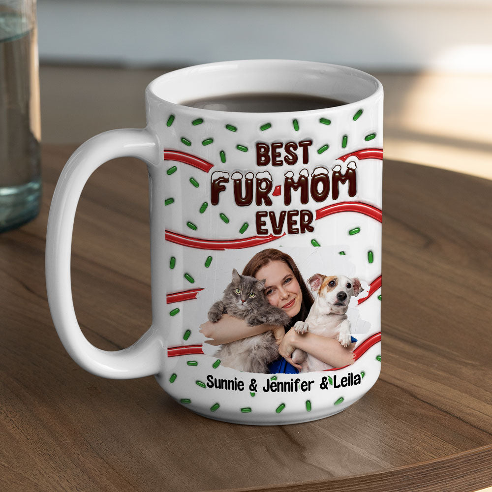 Custom Photo Mother's day Birthday Gifts For Cat Mom, Cat Lovers • Best Dog Mom Dad Cake Pet Photo - Personalized 3D Inflated Effect Mug