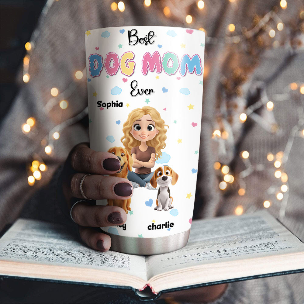 Custom Christmas Birthday Gifts For Dog Mom, Dog Lovers • Cloudy Dog Mom - Personalized Tumbler