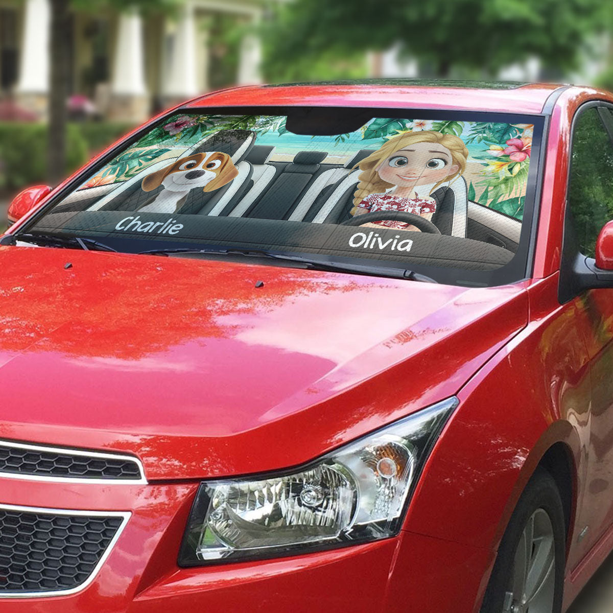 Custom Christmas Birthday Gifts Car Accessories for Dog Parents • Summer With My Dog - Personalized Car Sunshade