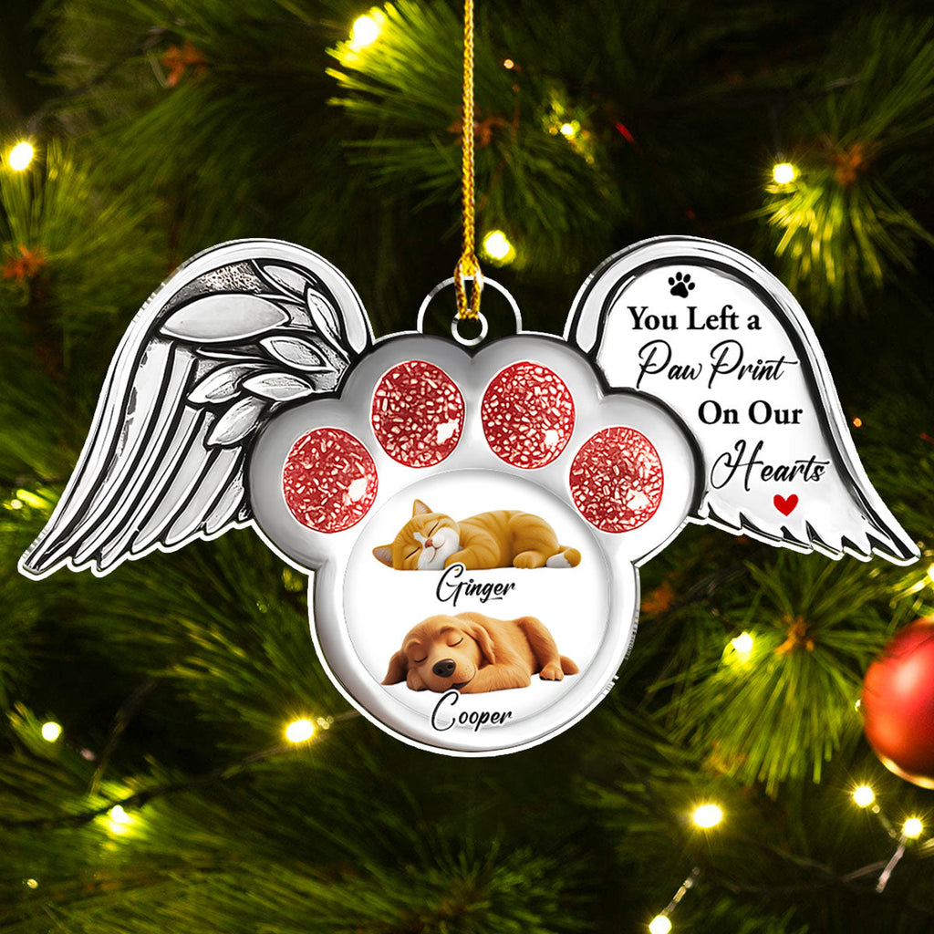 Custom Christmas Memorial Sympathy Gifts For Dogs, Cats • Paw In Heaven - Personalized Acrylic Ornament
