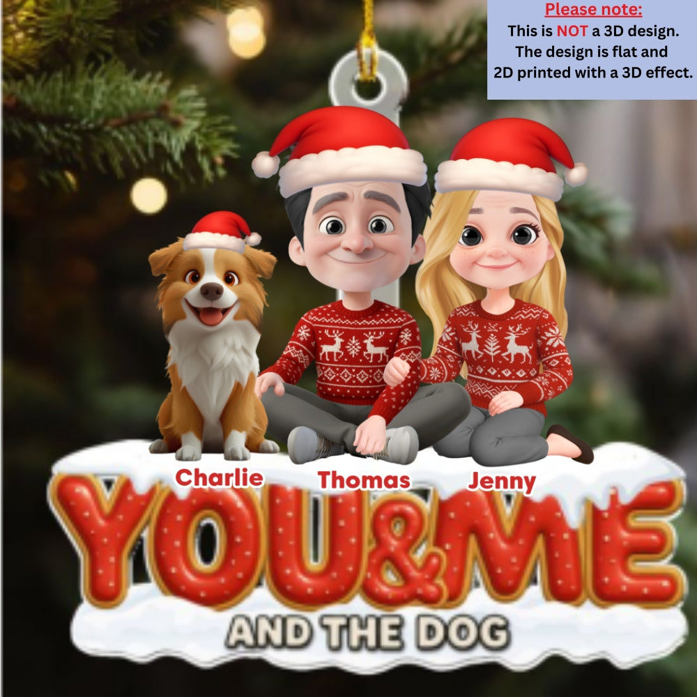 Custom Christmas Decor Home Birthday Gifts For Dog Lovers • Eternal Bond - Personalized 3D Effect Acrylic Ornament