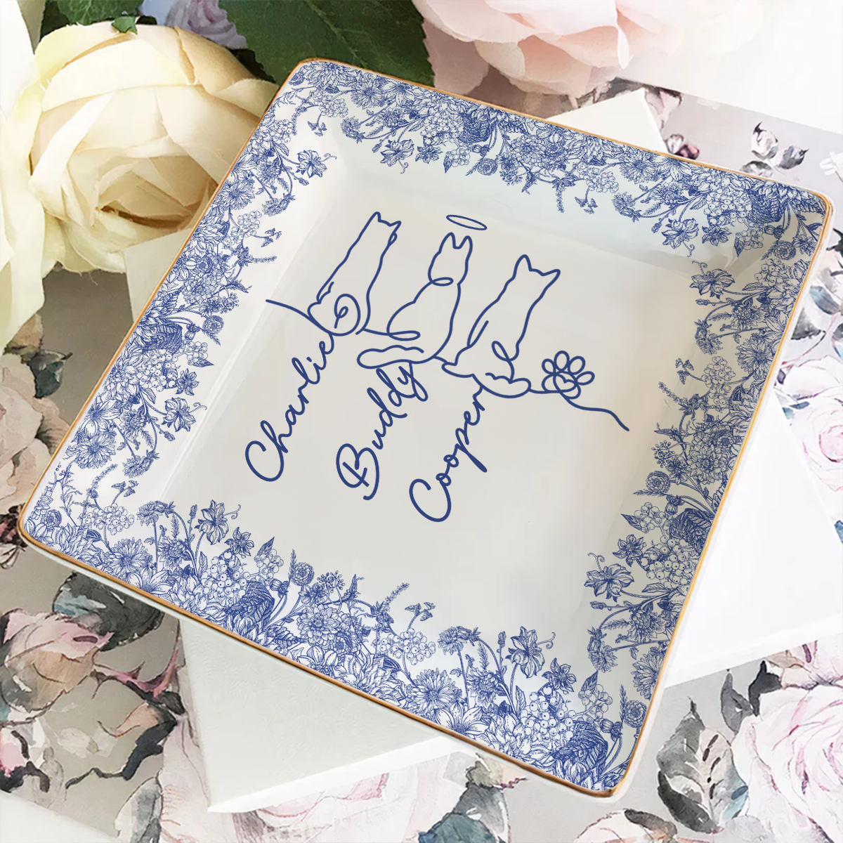 Love Dog Line Art - Personalized Jewelry Dish