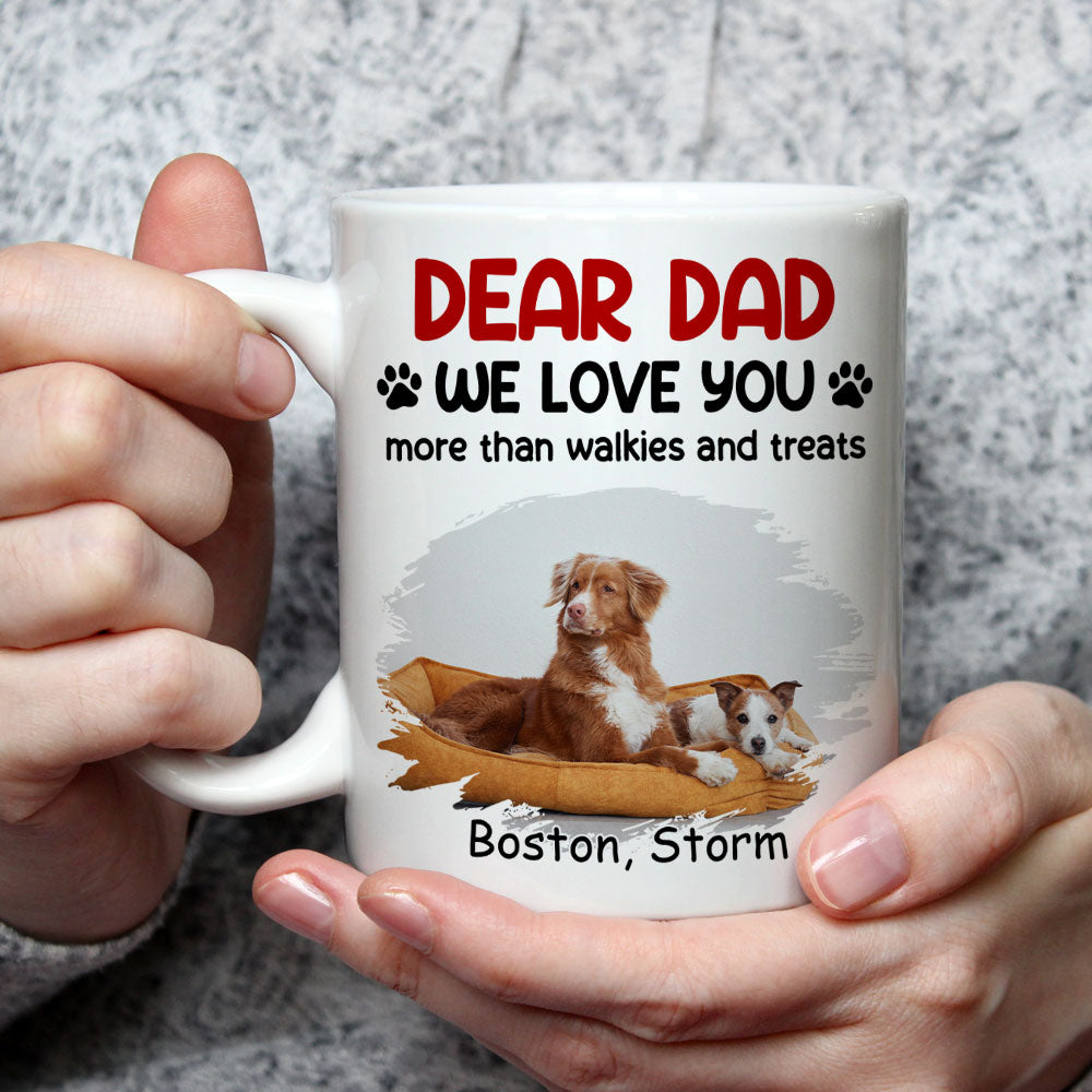 Custom Photo Christmas Birthday Gifts For Dog Mom, Dog Lovers • Love You More Than Treats Photo - Personalized Coffee Mug