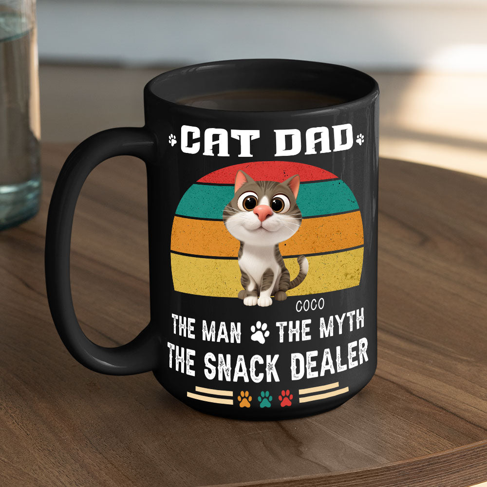 Custom Christmas Birthday Gifts For Cat Dad, Cat Lovers • Man Myth Dealer - Personalized Coffee Mug