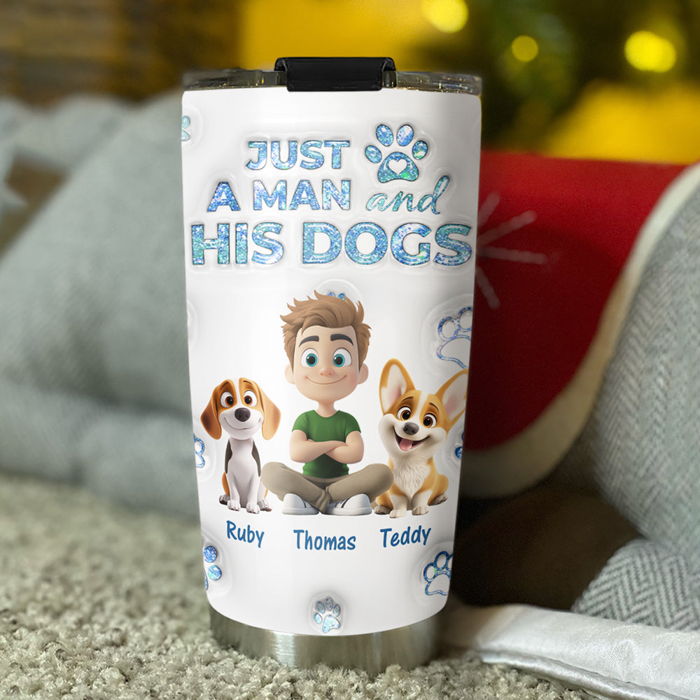 Custom Christmas Birthday Gifts For Dog Dad, Dog Lovers • You Are The Miracle Dad Ver - Personalized 3D Inflated Effect Tumbler