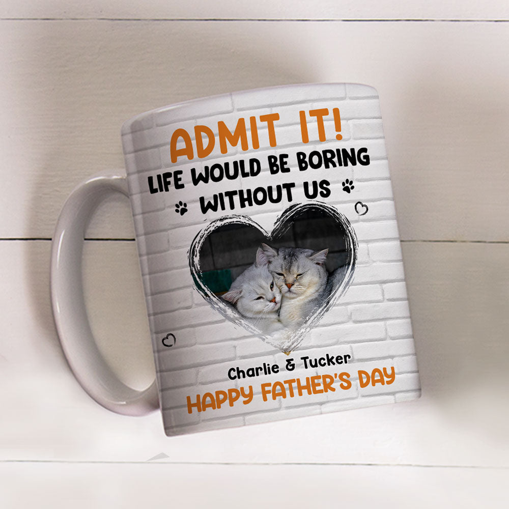 Custom Photo Father's day Birthday Gifts For Cat Dad, Cat Lovers • Admit It Cat Dad Orange Photo - Personalized Coffee Mug