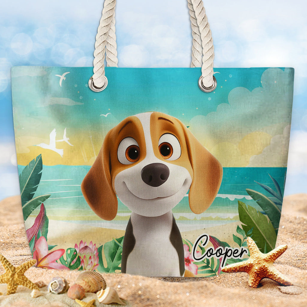 Dog At The Beach - Personalized Beach Bag