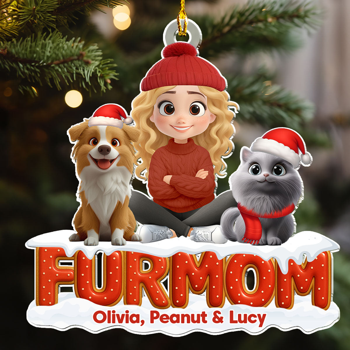 Custom Christmas Decor Home Birthday Gifts For Pet Lovers • Our Unbroken Bond Fur Ver - Personalized 3D Effect Acrylic Ornament