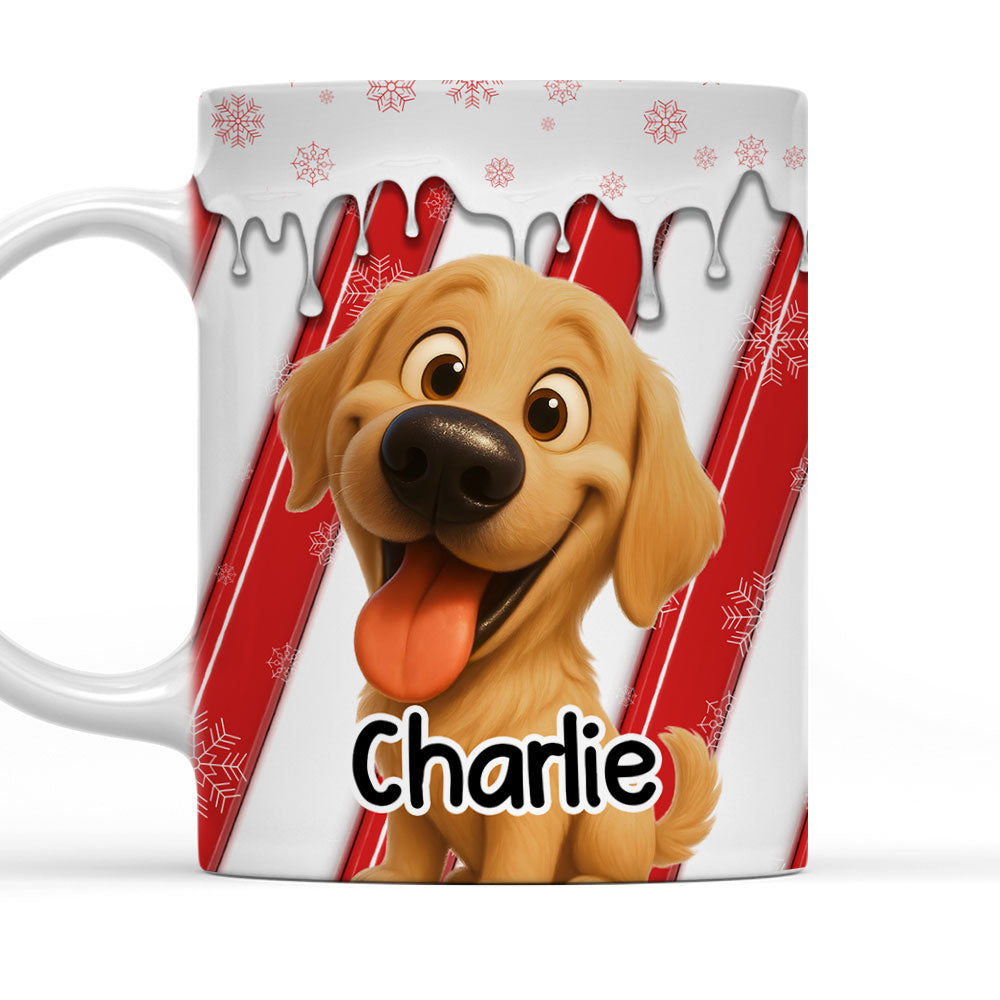 Custom Christmas Birthday Gifts For Dog Lovers • Candy Cartoon Dog - Personalized 3D Inflated Effect Coffee Mug