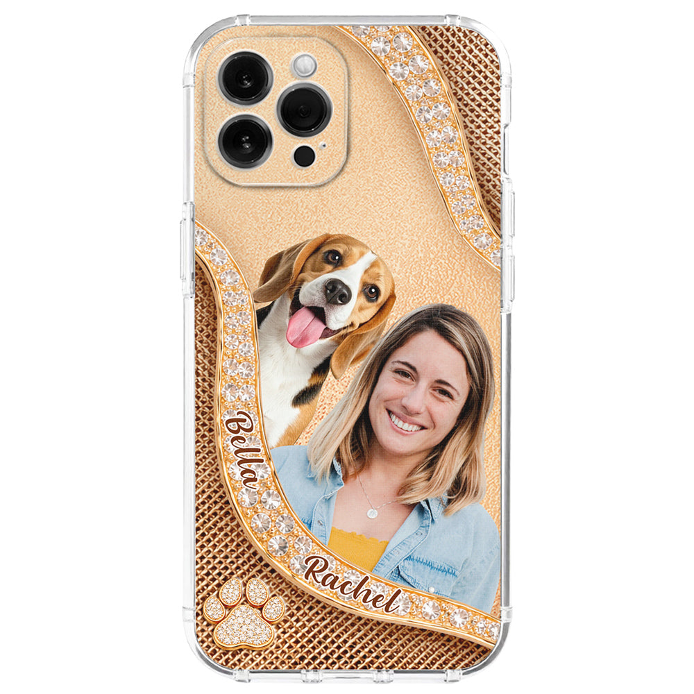 Gold Chibi Dog Mom Photo - Personalized 3D Effect Phone Case