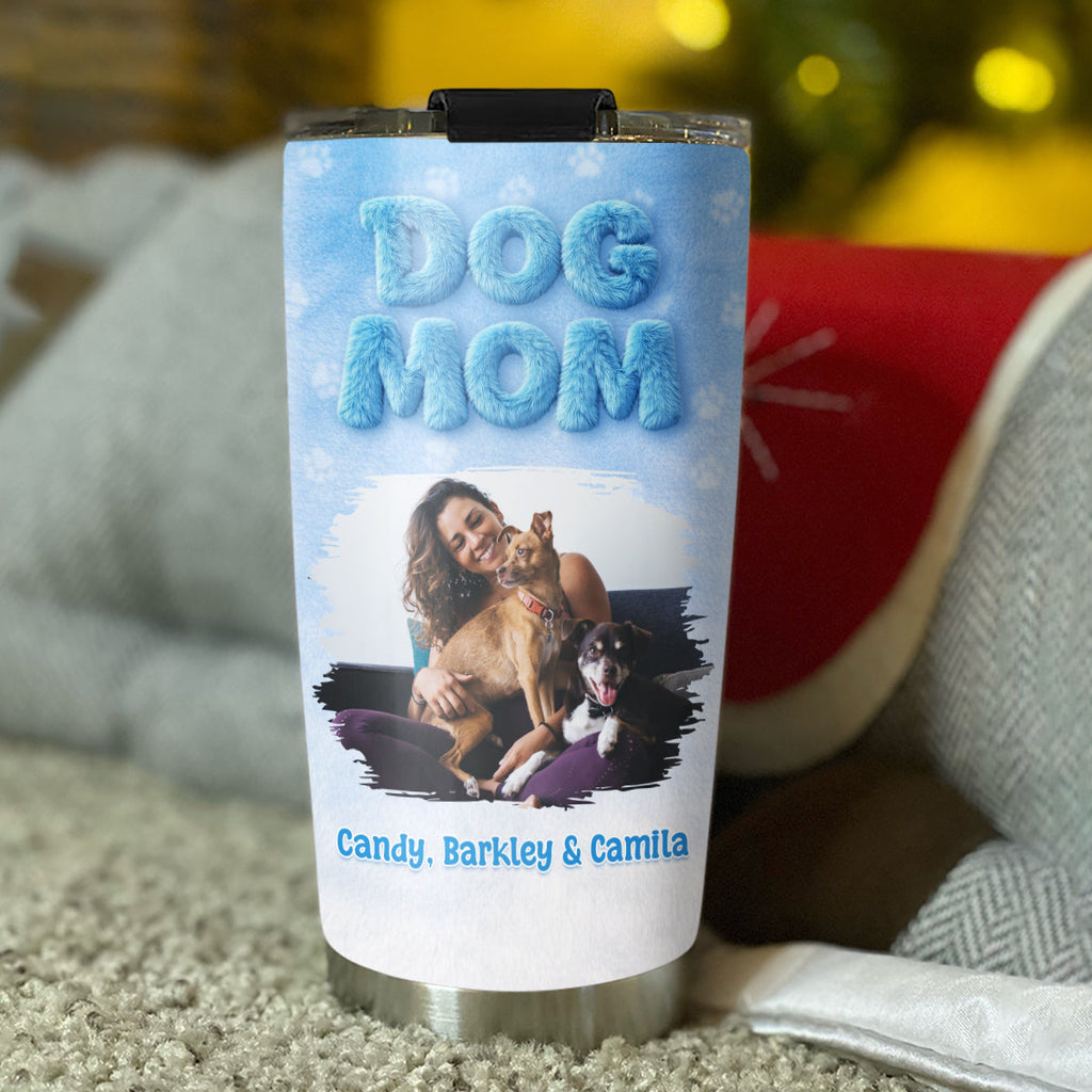 Custom Photo Christmas Birthday Gifts For Dog Mom, Dog Lovers • Fur Mom Fur Dog Photo - Personalized 3D Effect Tumbler