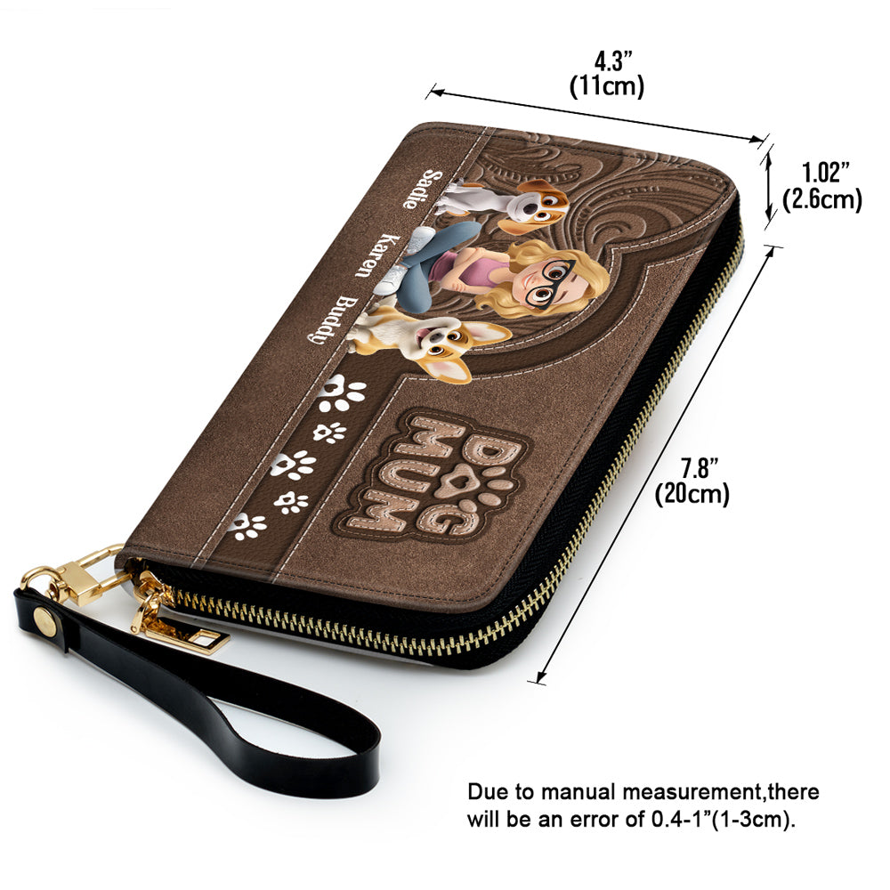 Chibi Cartoon Dog Mom - Personalized Leather Wallet