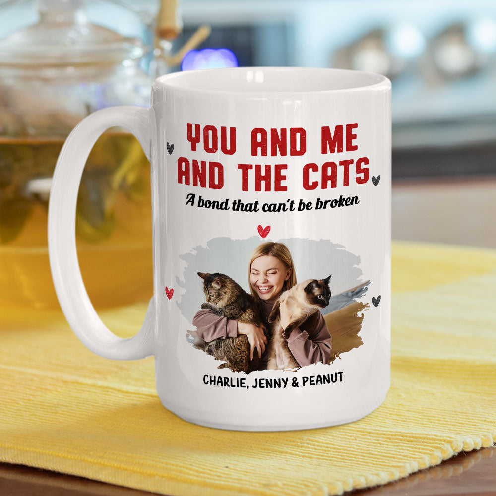 Custom Photo Christmas Birthday Gifts For Cat Lovers • You Me And The Cat Photo - Personalized Coffee Mug