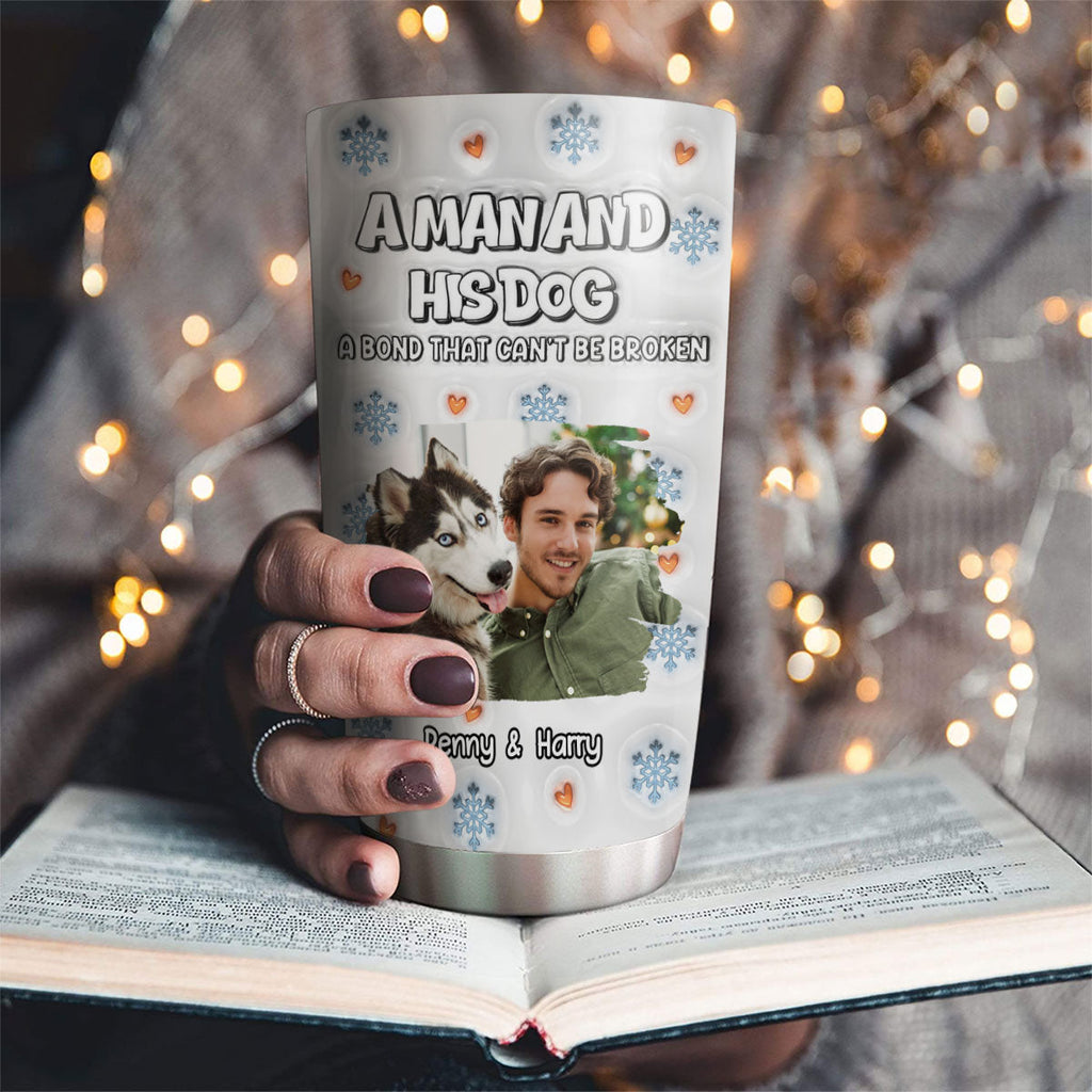 Custom Photo Christmas Birthday Gifts For Dog Dad, Dog Lovers • Christmas Day With Dog Dad Ver Photo 2 - Personalized 3D Inflated Effect Tumbler