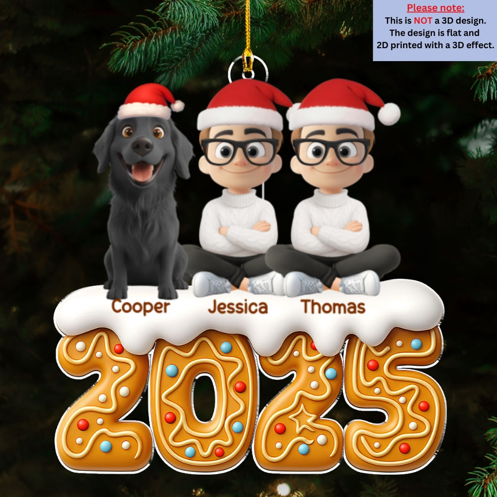 Custom Christmas Decor Home Birthday Gifts For Dog Lovers • Couple And Dog Of The Year Version 2 - Personalized Acrylic Ornament