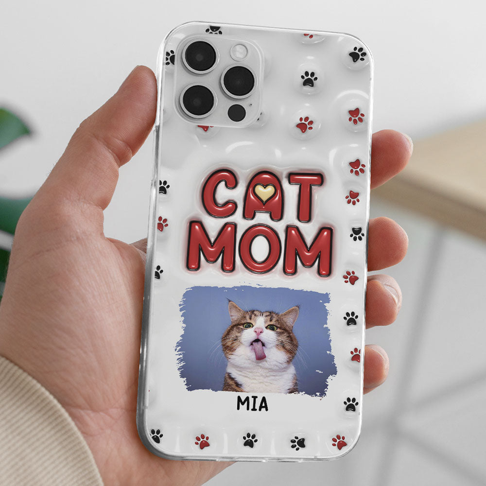 Lovely Cat Mom Photo - Personalized 3D Inflated Effect Phone Case