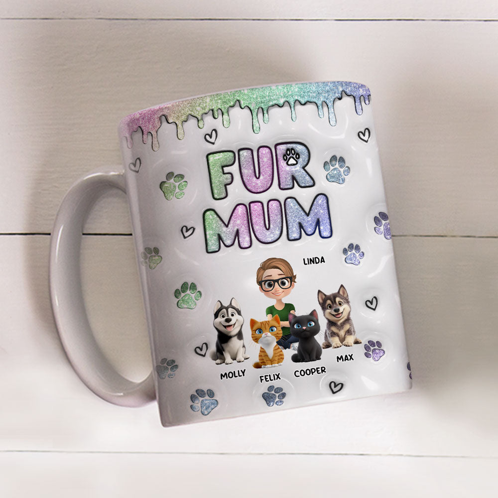 Custom Christmas Birthday Gifts For Pet Mom, Pet Lovers • Lovely Chibi Fur Mom - Personalized 3D Inflated Effect Mug