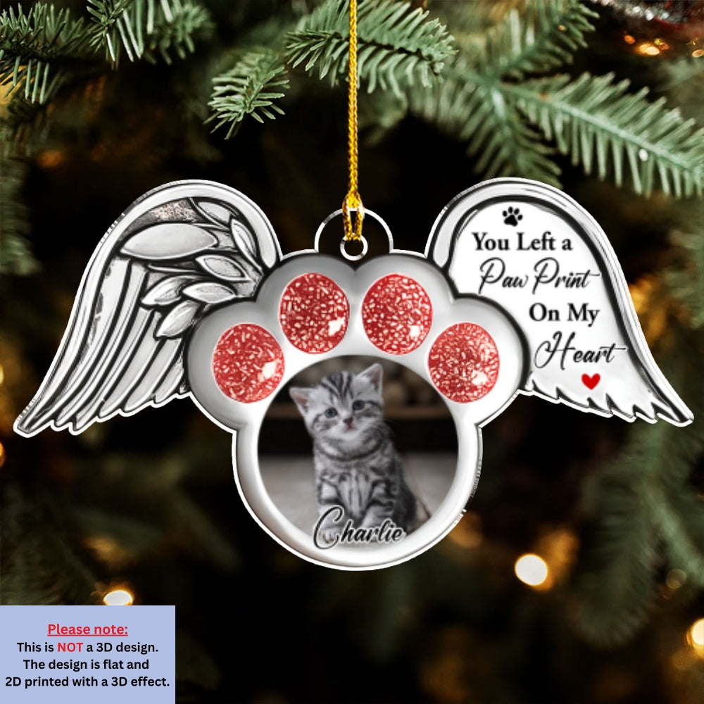 Custom Christmas Memorial Sympathy Gifts For Dogs, Cats • Cat In Heaven Photo - Personalized Acrylic Ornament