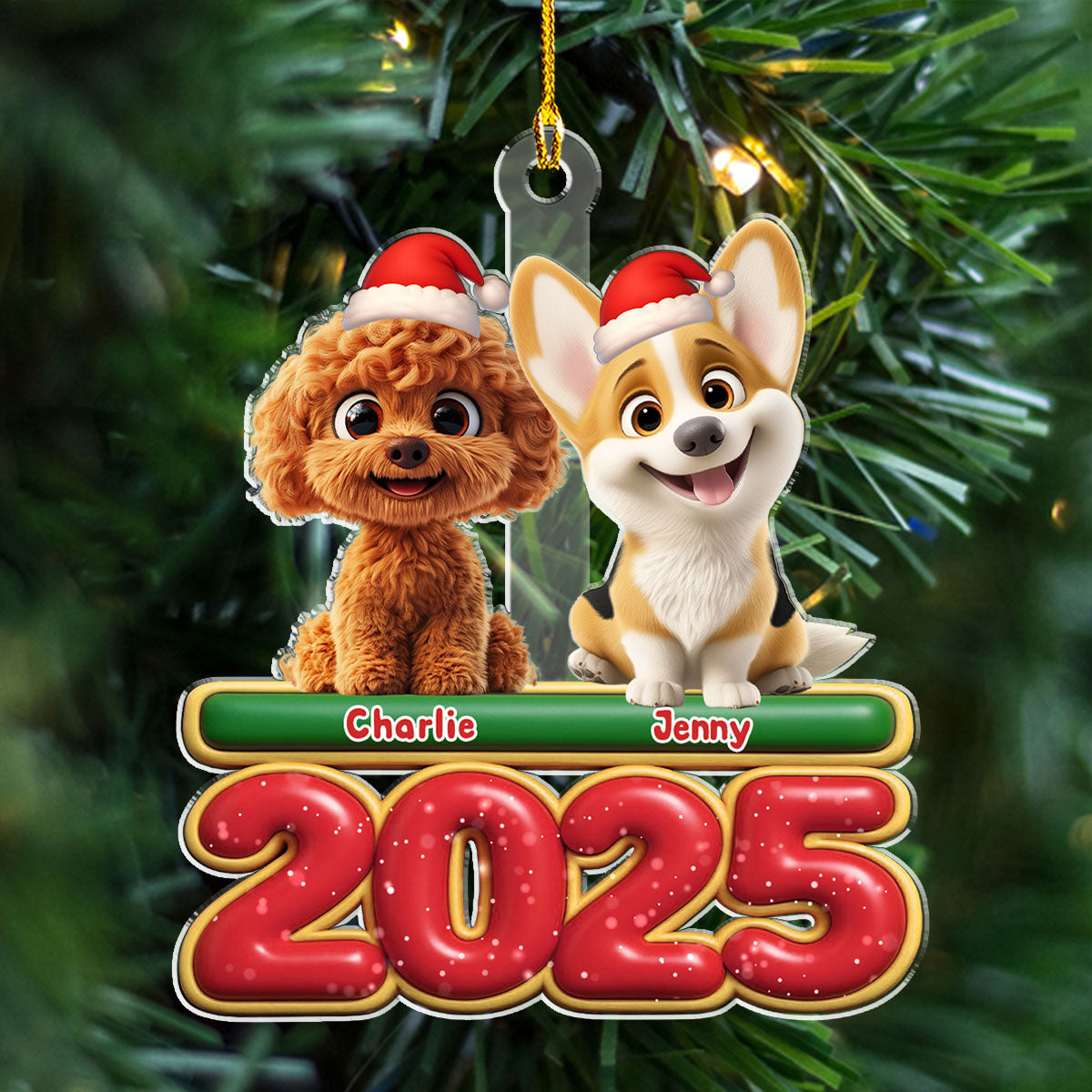 Custom Christmas Decor Home Birthday Gifts For Dog Lovers • My Dog Is Here - Personalized Acrylic Ornament