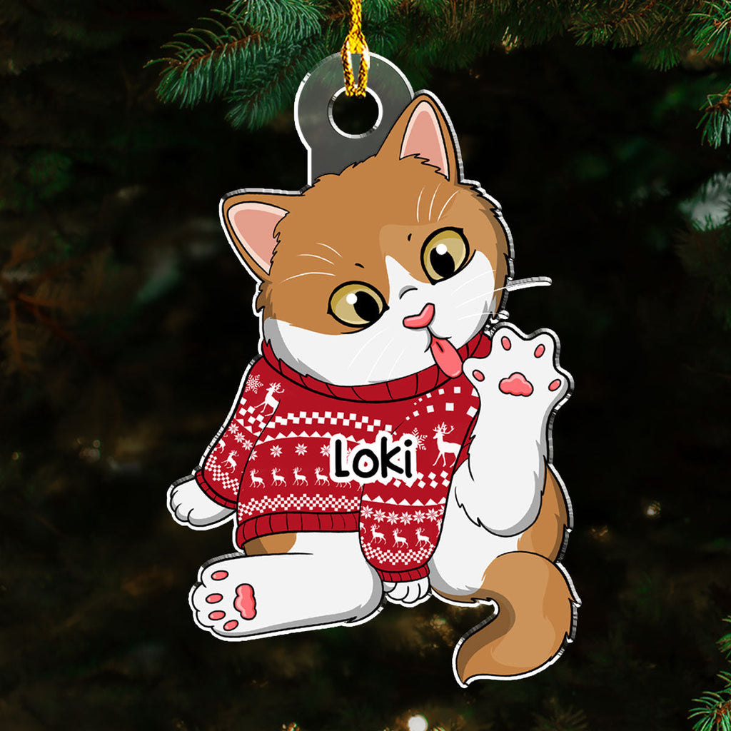 Deck The Halls With Paws And Whiskers - Personalized Acrylic Ornament