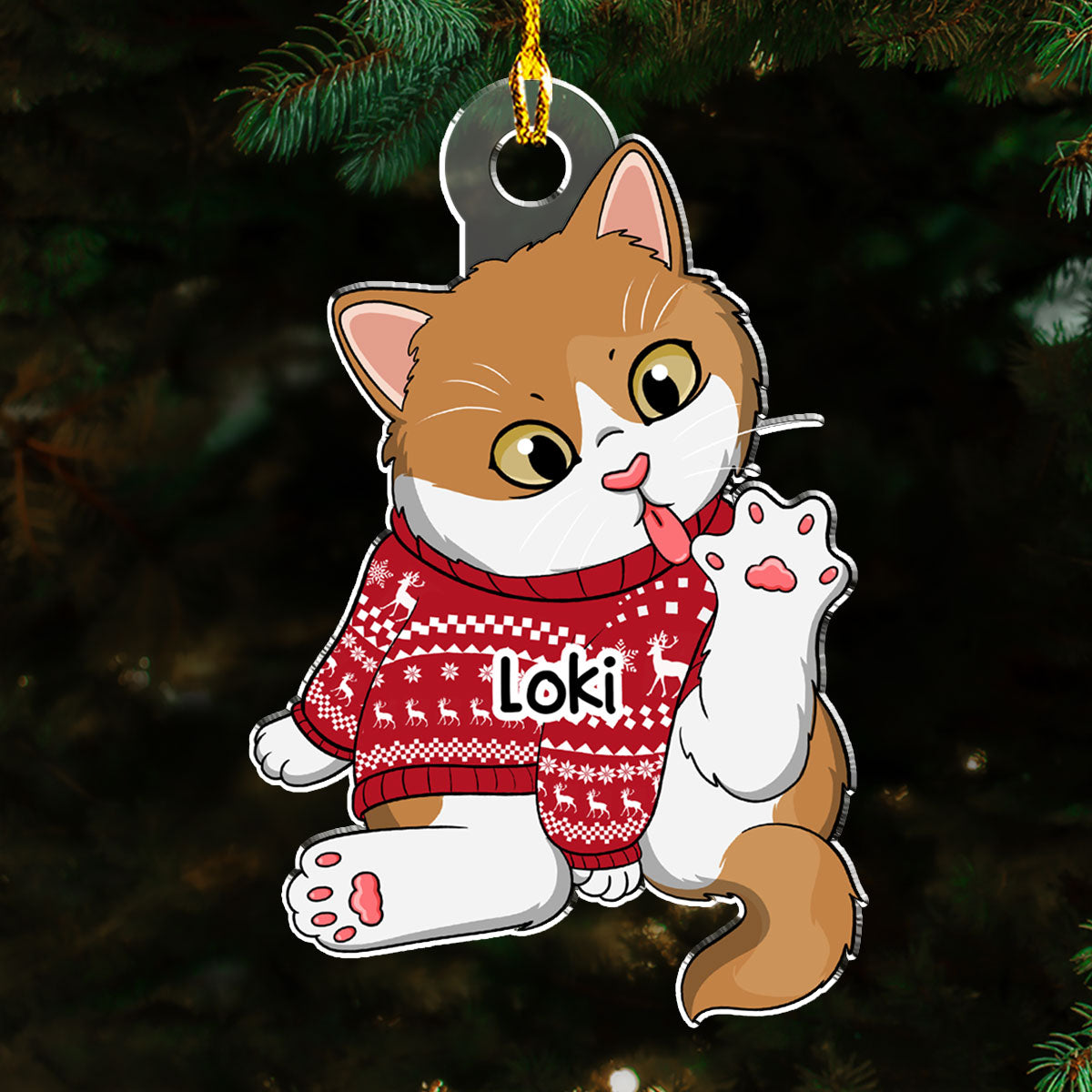 Deck The Halls With Paws And Whiskers - Personalized Acrylic Ornament