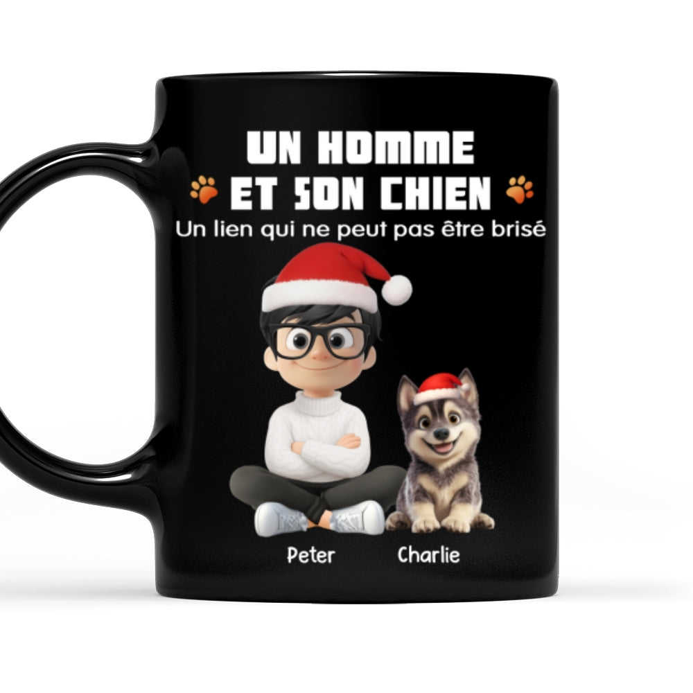 Custom Christmas Birthday Gifts For Dog Lovers • Mug personnalisé - Humain et son chien