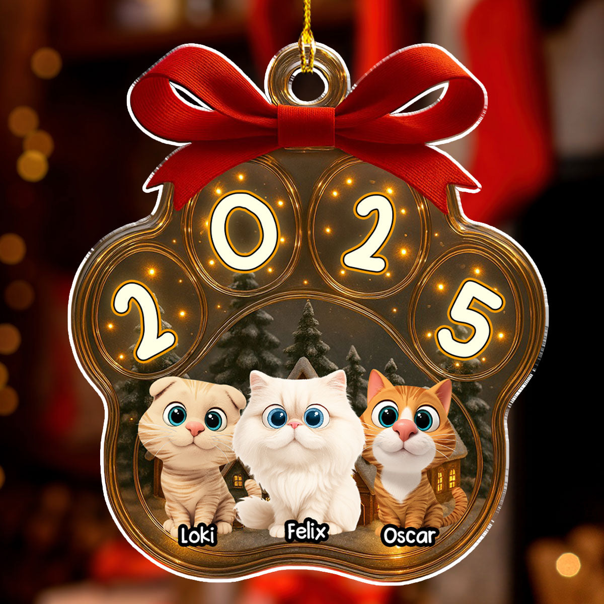Custom Christmas Decor Home Birthday Gifts For Cat Mom, Cat Lovers • Snow All Over Here Meow Ver - Personalized 3D Inflated Effect Acrylic Ornament