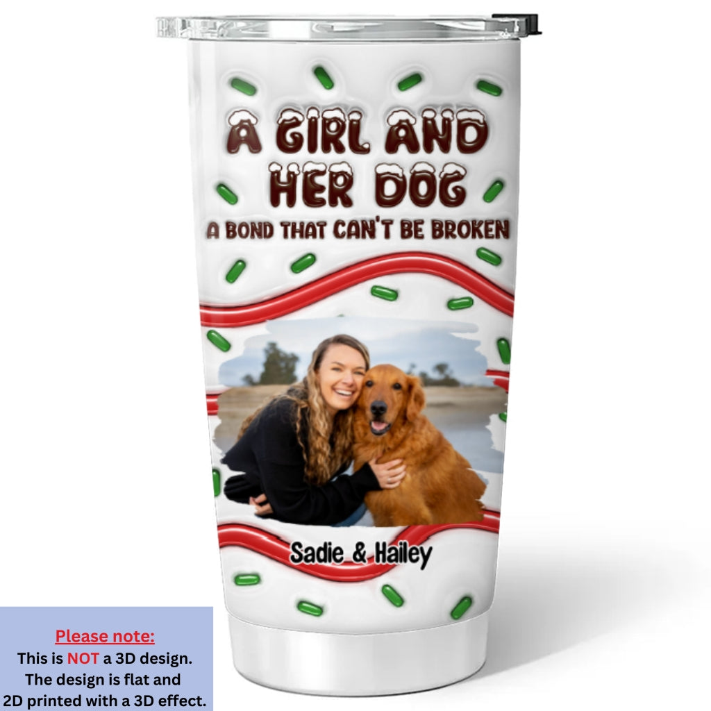Custom Photo Christmas Birthday Gifts For Dog Mom, Dog Lovers • A Bond Photo - Personalized 3D Inflated Effect Tumbler