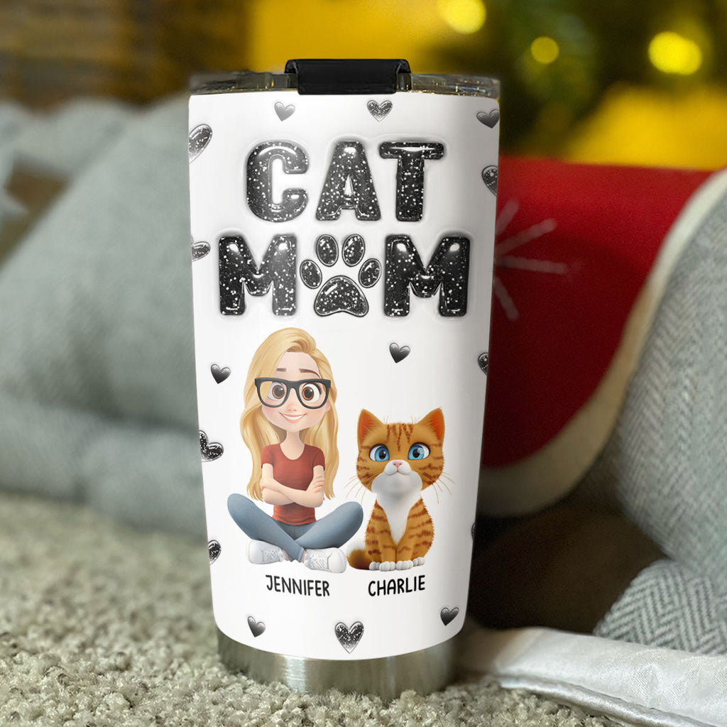 Custom Christmas Birthday Gifts For Cat Mom, Cat Lovers • Adore Cats - Personalized 3D Inflated Effect Tumbler
