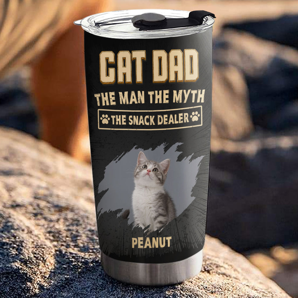 Custom Photo Father's day Birthday Gifts For Cat Dad, Cat Lovers • The Snack Dealer Cat Dad Photo - Personalized Tumbler