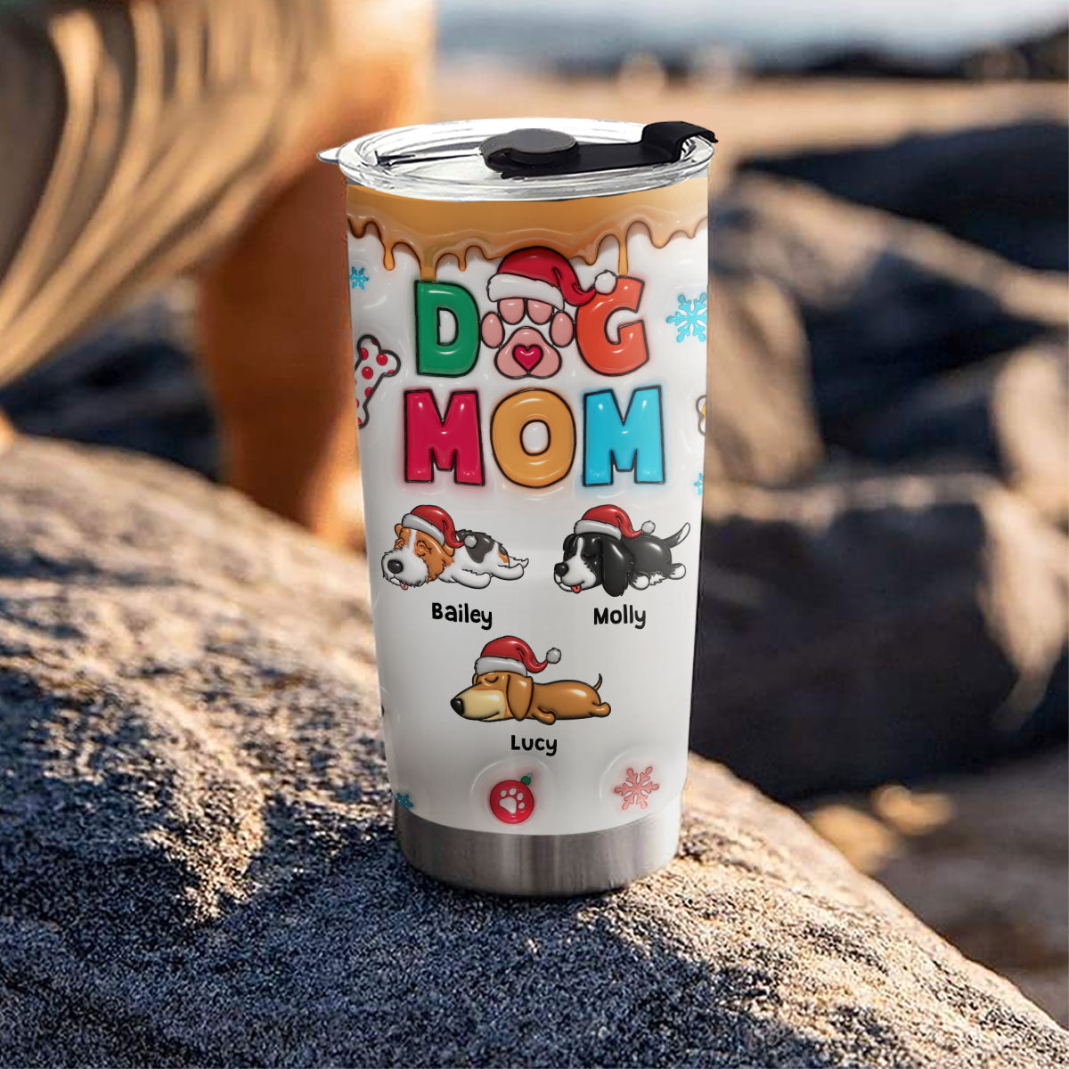 Custom Christmas Birthday Gifts For Pet Lovers • Proud To Be Dog Mom Christmas - Personalized 3D Inflated Effect Tumbler