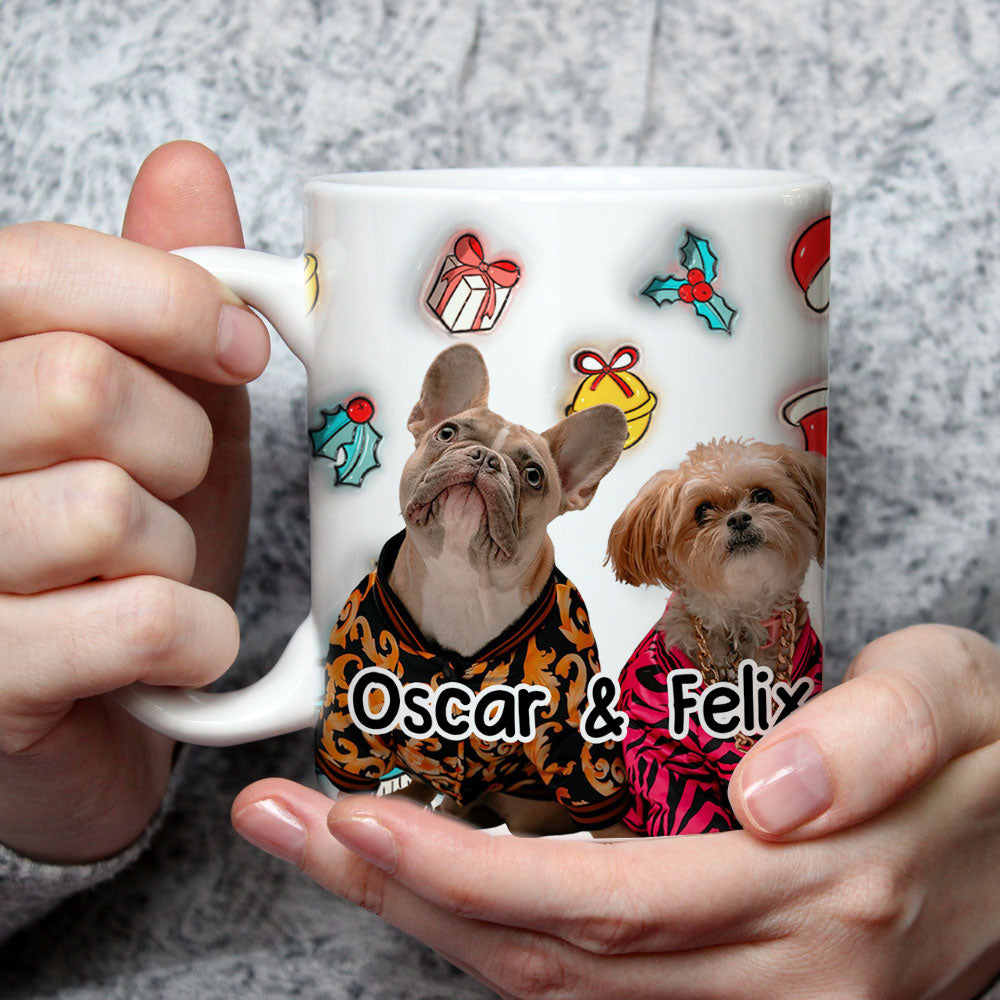 Custom Photo Christmas Birthday Gifts For Pet Mom, Pet Lovers • Santa Is Coming Photo - Personalized 3D Inflated Effect Mug