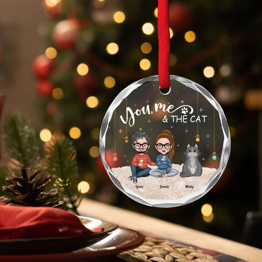 You Me And The Pet - Personalized Glass Ornament
