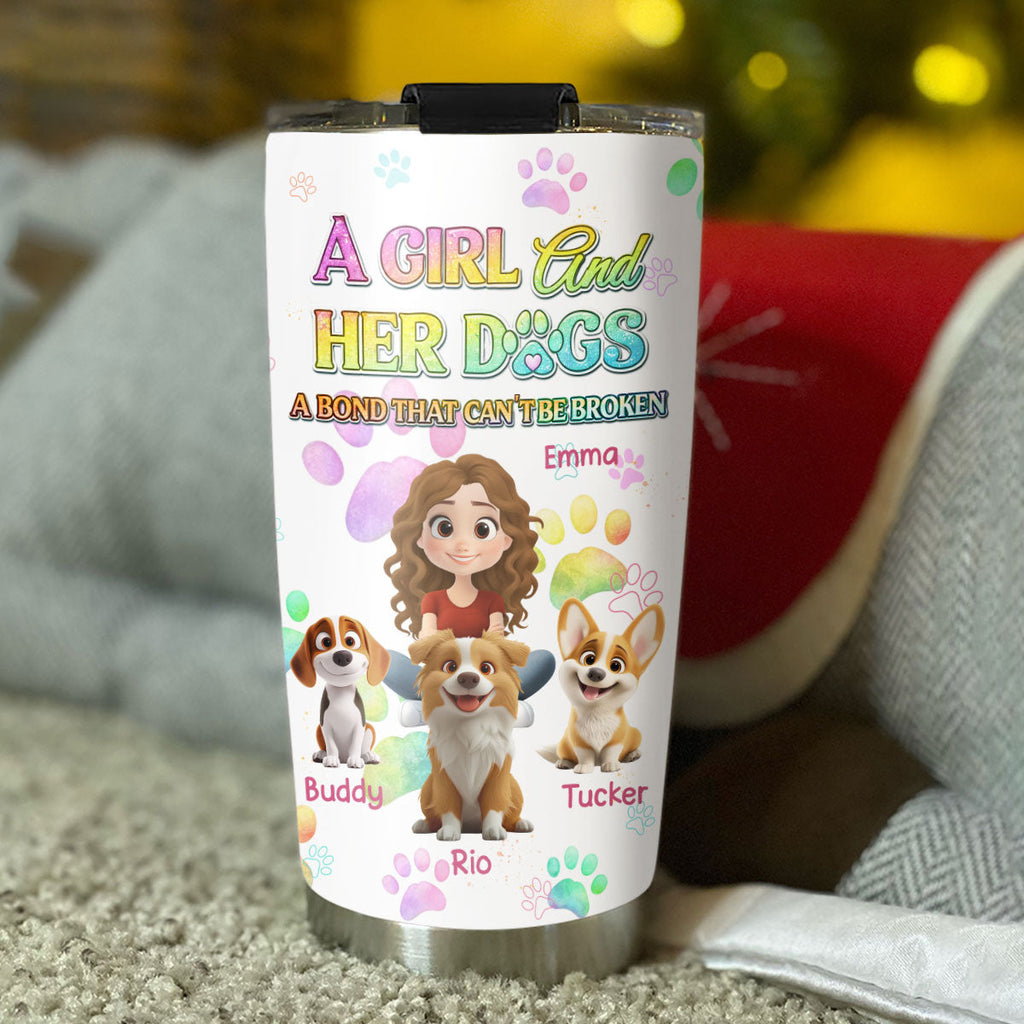 Custom Mother's day Birthday Gifts For Dog Mom, Dog Lovers • A Girl And Her Lovely Dog - Personalized Tumbler
