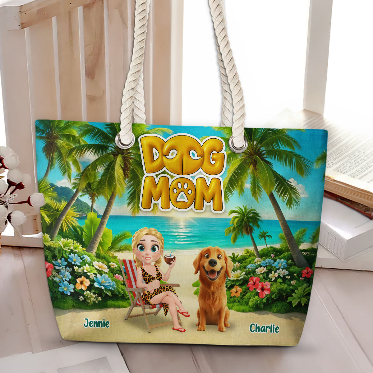 Custom Summer Trips Birthday Gifts For Dog Mom • Dog Mom Summer - Personalized Beach Bag