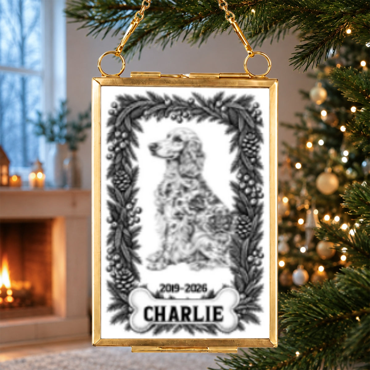 Custom Christmas Decor Home Birthday Gifts For Dog Lovers • Forever In Our Christmas Memories - Personalized Metal Frame Ornament