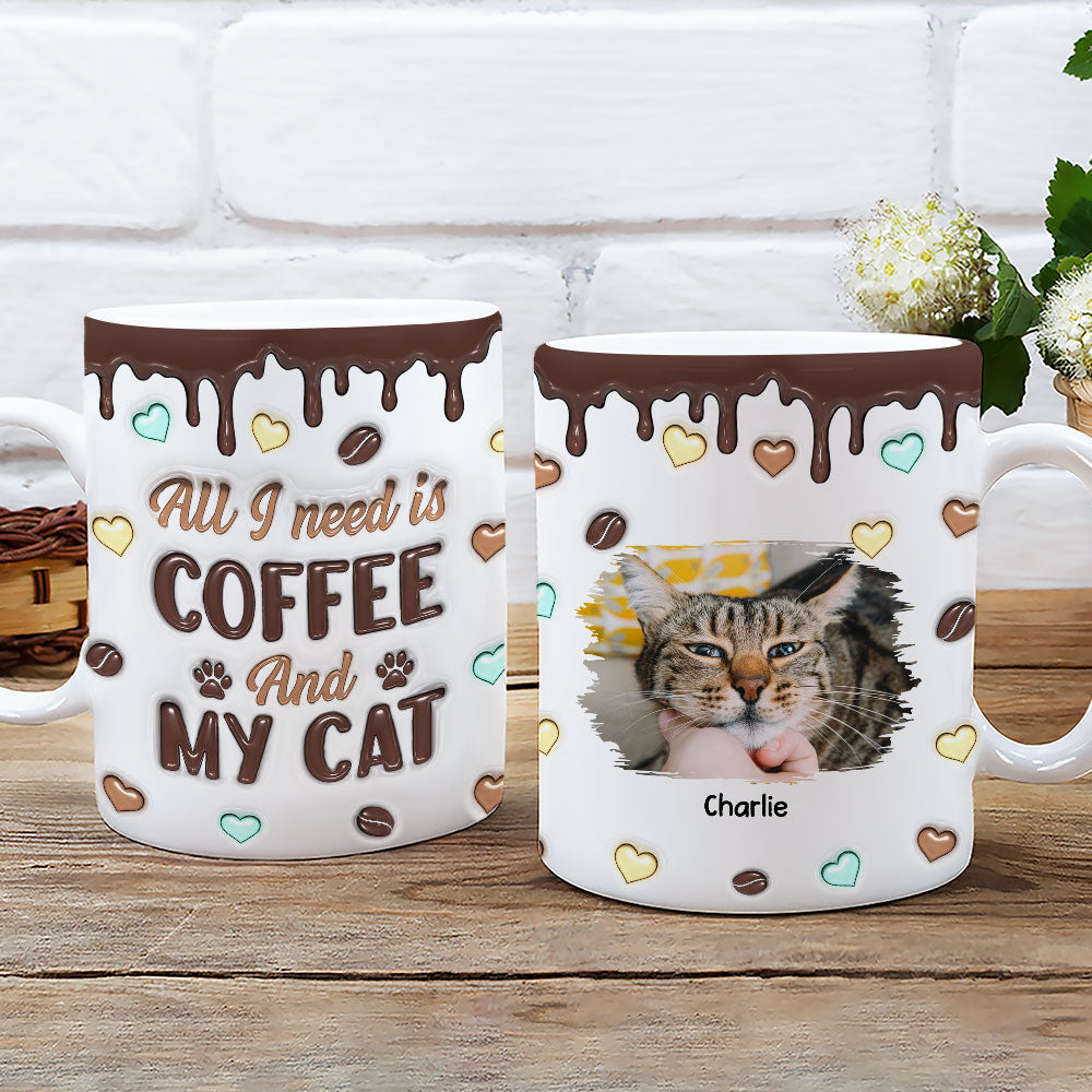 Coffee And Cat Photo - Personalized 3D Inflated Effect Mug