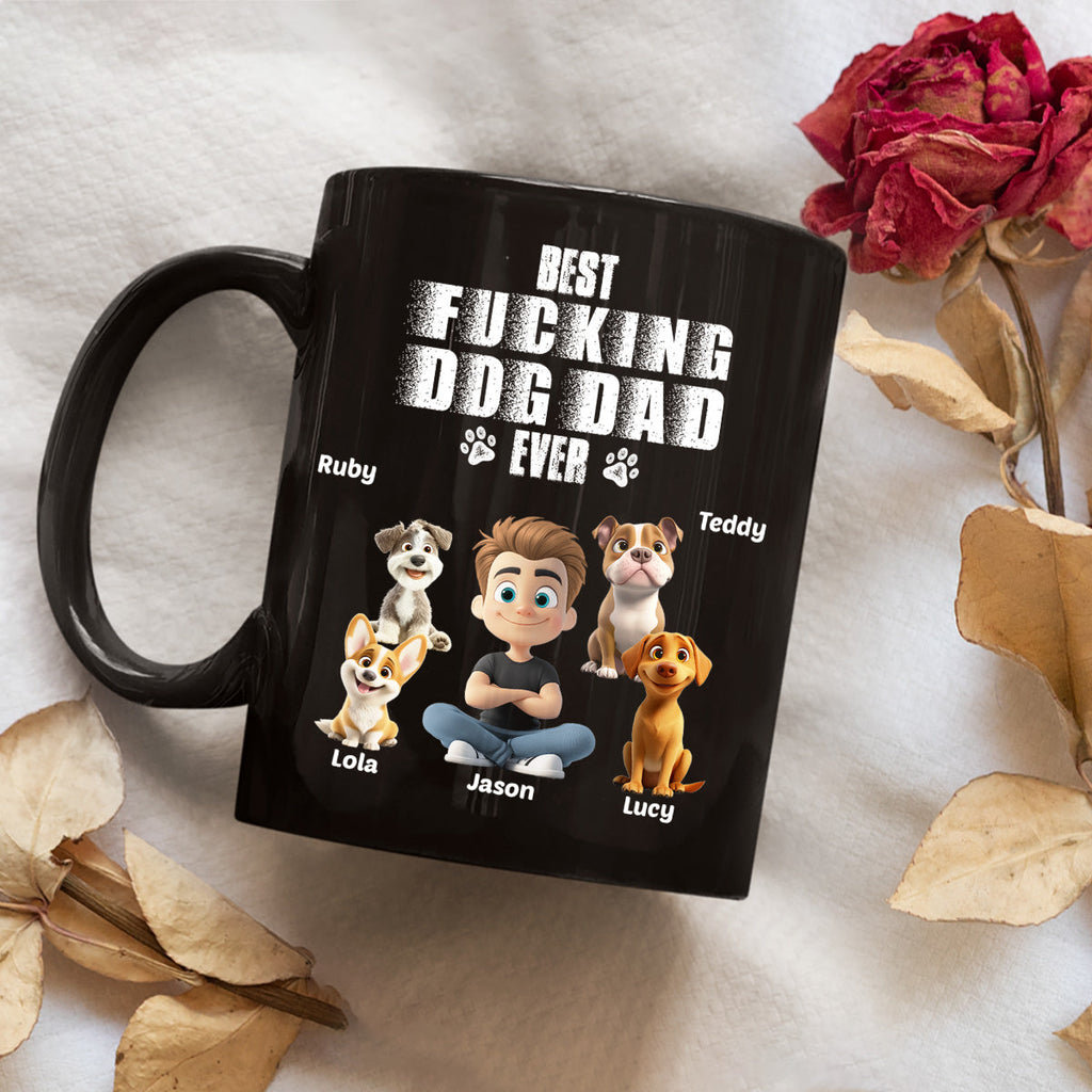 Custom Father's day Birthday Gifts For Dog Dad, Dog Lovers • Best Dad Ever Dark Ver - Personalized Coffee Mug