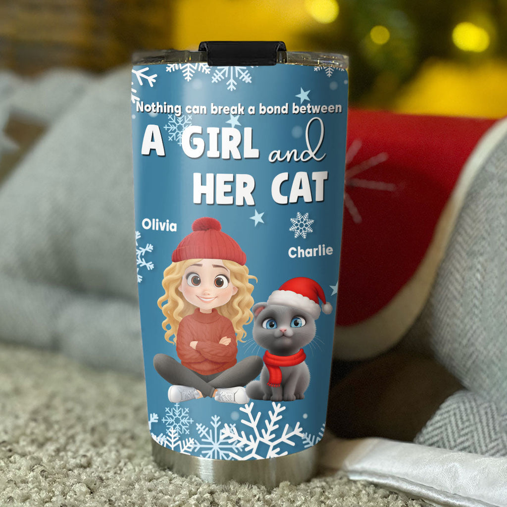 Custom Christmas Birthday Gifts For Cat Mom, Cat Lovers • White Christmas With Cats - Personalized Tumbler