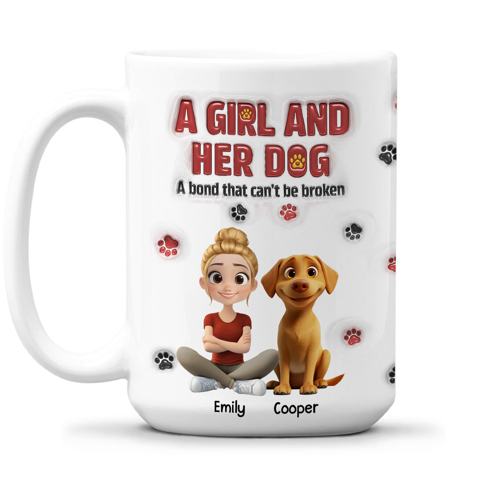 Custom Christmas Birthday Gifts For Dog Mom, Dog Lovers • A Girl And Her Dog Version 2 - Personalized 3D Inflated Effect Mug