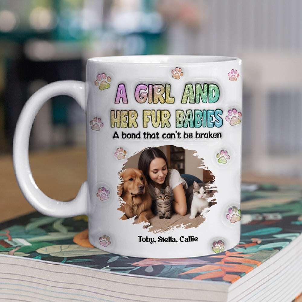 Custom Photo Christmas Birthday Gifts For Dog Mom, Dog Lovers • A Girl And Her Fur Babies Photo - Personalized 3D Inflated Effect Mug