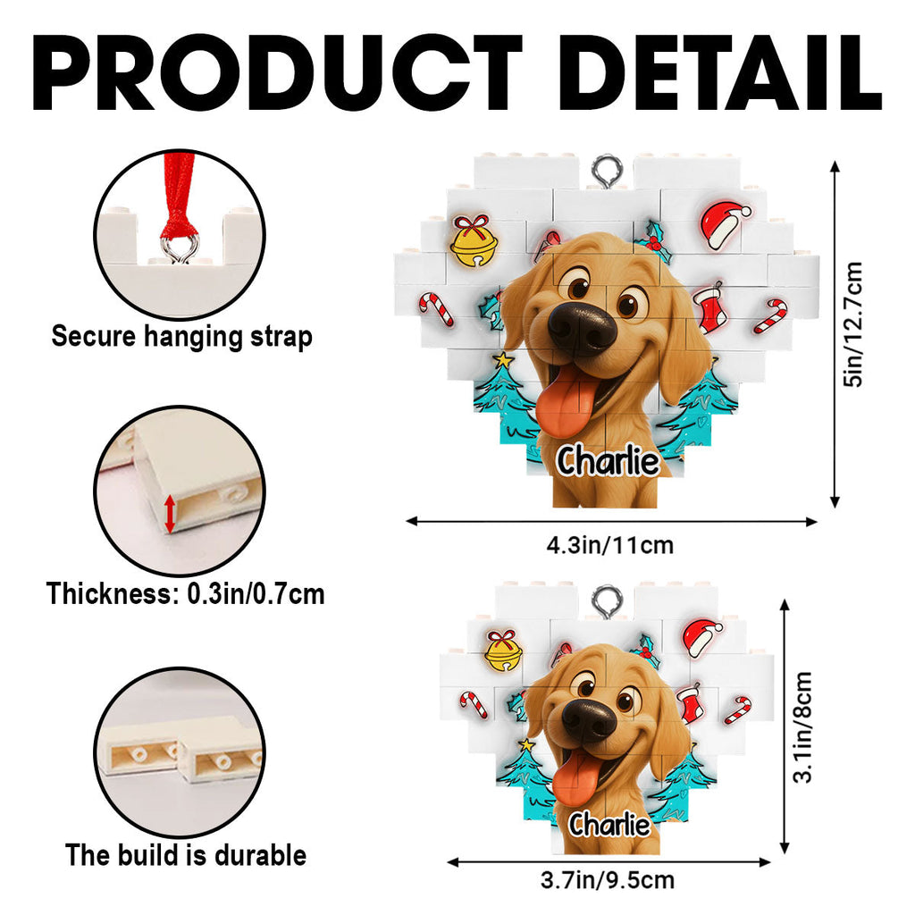 Custom Christmas Decor Home Birthday Gifts For Dog Mom, Dog Lovers • Santa Is Coming - Personalized 3D Effect Heart Puzzle Ornament