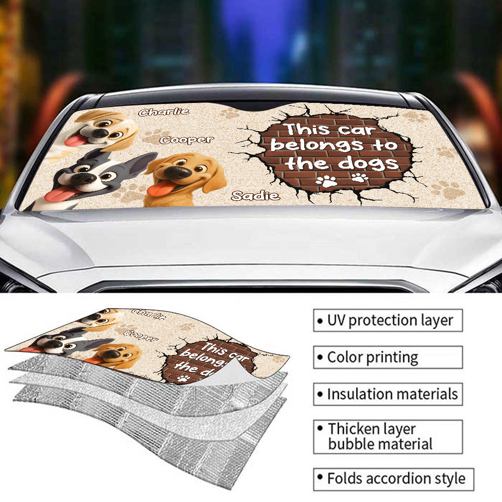 This Car Belongs To Our Dogs - Personalized Car Sunshade
