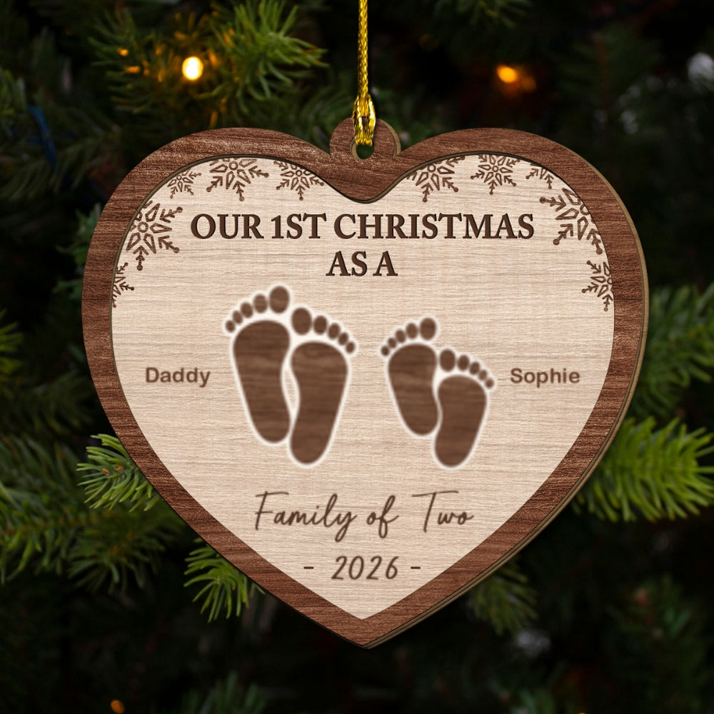 Our 1st Christmas - Personalized Freeshape 2-Layered Wood Ornament